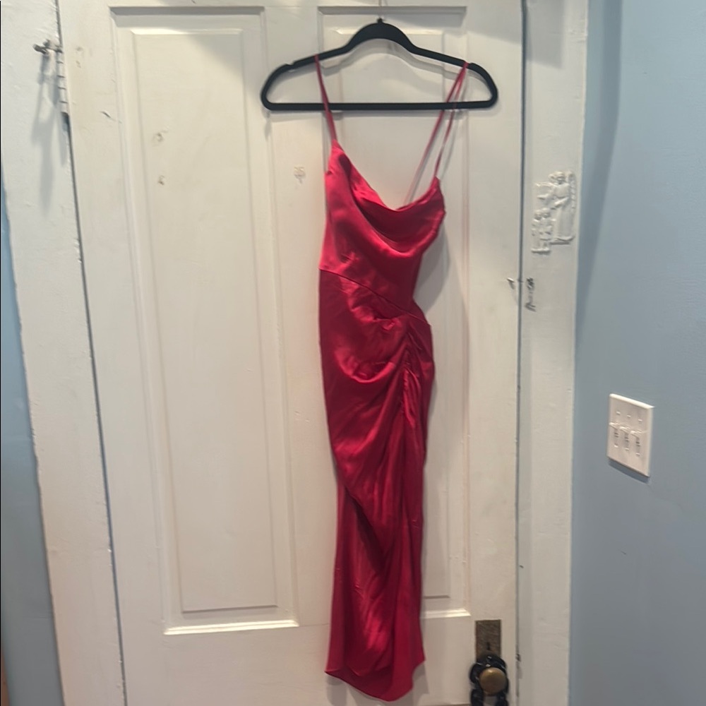 Amanda Uprichard Red Satin Midi dress